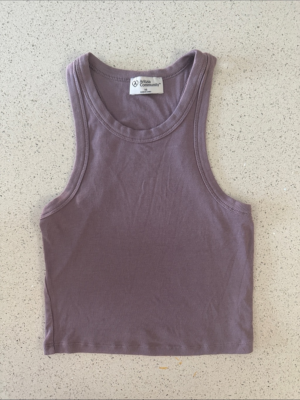 Aritzia Ribbed Tank Top in Dusty Mauve